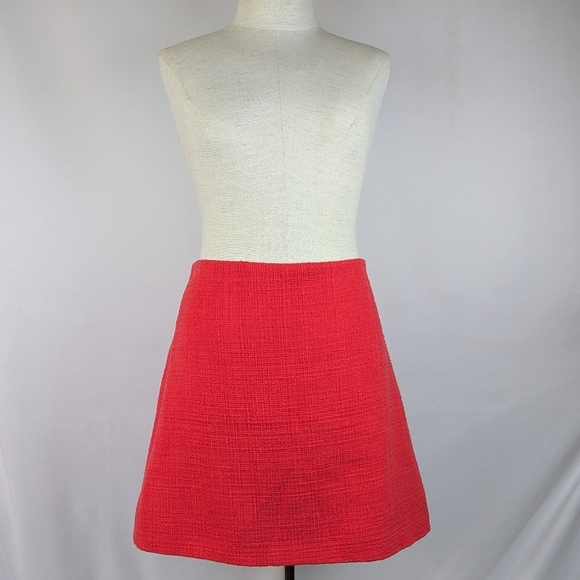 Theory Skirt Mini High Waisted Cotton Tweed Side Zip Lined Grenadine Red 8 NWT - Picture 2 of 16